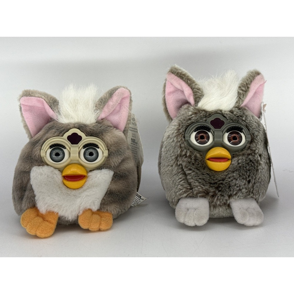Tiger Furby Collectible Plush Toy Gray Vintage Edition Bean Bag Stuffed Lot